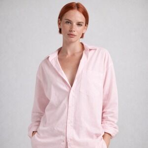 SKIMS Poplin Sleep Shirt Baby Pink Oversized Button Down Size M